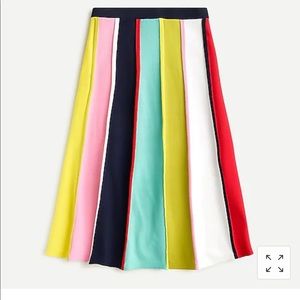 J Crew Sweater Midi Skirt in Rainbow Stripe